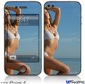 iPhone 4 Decal Style Vinyl Skin - Kayla DeLancey White Bikini 30  (DOES NOT fit newer iPhone 4S)