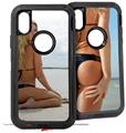 2x Decal style Skin Wrap Set compatible with Otterbox Defender iPhone X and Xs Case - Kayla DeLancey Black Bikini 2 (CASE NOT INCLUDED)