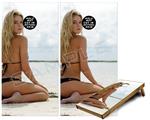 Cornhole Game Board Vinyl Skin Wrap Kit - Premium Laminated - Kayla DeLancey Black Bikini 2 fits 24x48 game boards (GAMEBOARDS NOT INCLUDED)