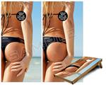 Cornhole Game Board Vinyl Skin Wrap Kit - Premium Laminated - Kayla DeLancey Black Bikini 7 fits 24x48 game boards (GAMEBOARDS NOT INCLUDED)