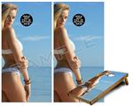 Cornhole Game Board Vinyl Skin Wrap Kit - Premium Laminated - Kayla DeLancey White Bikini 32 fits 24x48 game boards (GAMEBOARDS NOT INCLUDED)