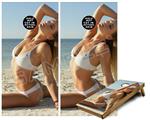 Cornhole Game Board Vinyl Skin Wrap Kit - Premium Laminated - Kayla DeLancey White Bikini 37 fits 24x48 game boards (GAMEBOARDS NOT INCLUDED)