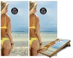 Cornhole Game Board Vinyl Skin Wrap Kit - Premium Laminated - Kayla DeLancey Yellow Bikini 39 fits 24x48 game boards (GAMEBOARDS NOT INCLUDED)