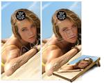 Cornhole Game Board Vinyl Skin Wrap Kit - Premium Laminated - Kayla DeLancey Yellow Bikini 46 fits 24x48 game boards (GAMEBOARDS NOT INCLUDED)