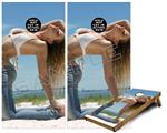 Cornhole Game Board Vinyl Skin Wrap Kit - Kayla DeLancey Beach Denim 51 fits 24x48 game boards (GAMEBOARDS NOT INCLUDED)