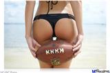 Poster 36"x24" - Kayla DeLancey Black Bikini and Football 6